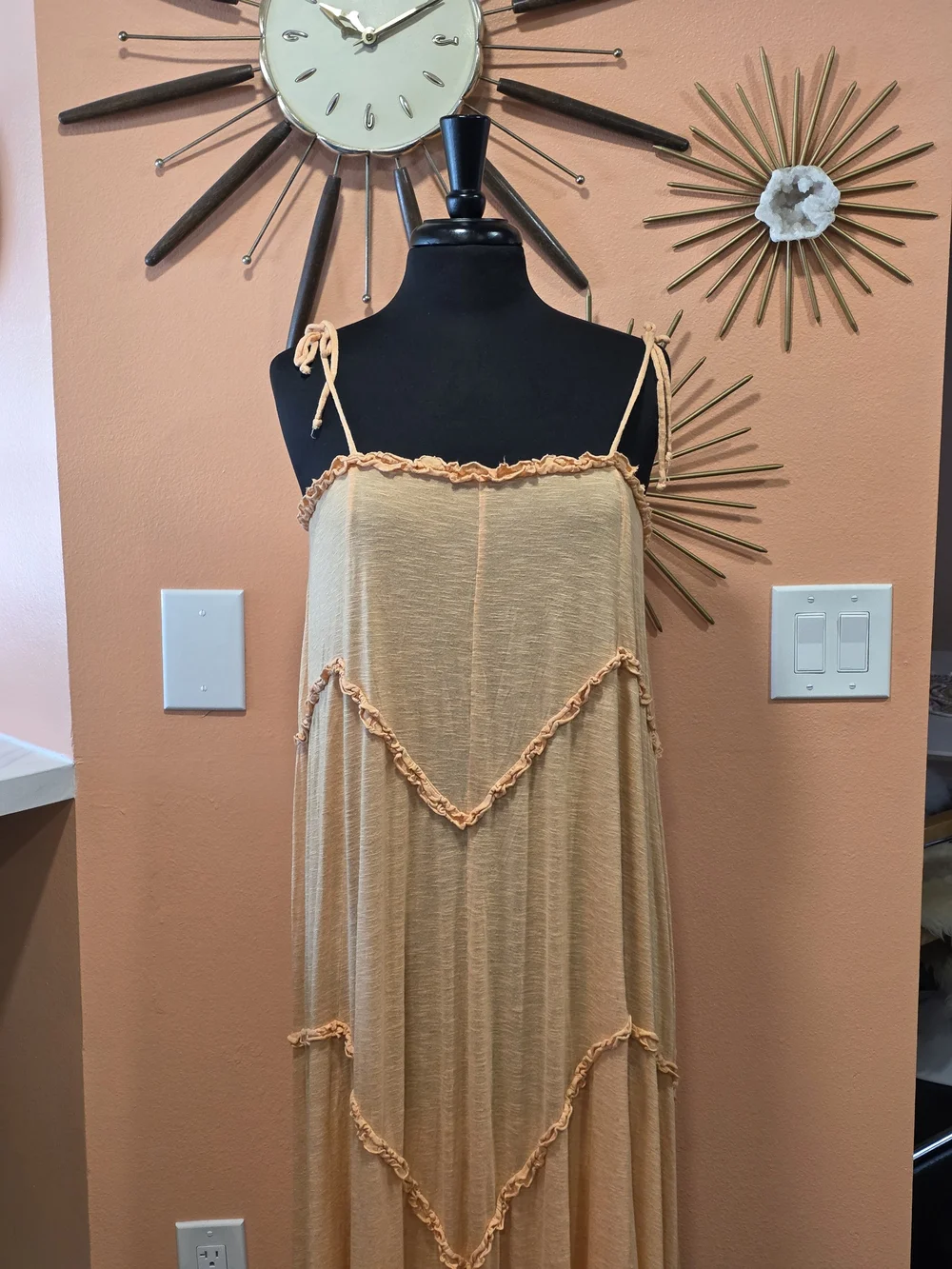 Free People FP Beach Avalon Ruffle Peach Maxi Dress
